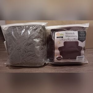 Stretch Chair Slipcovers in Brown & Deep Red